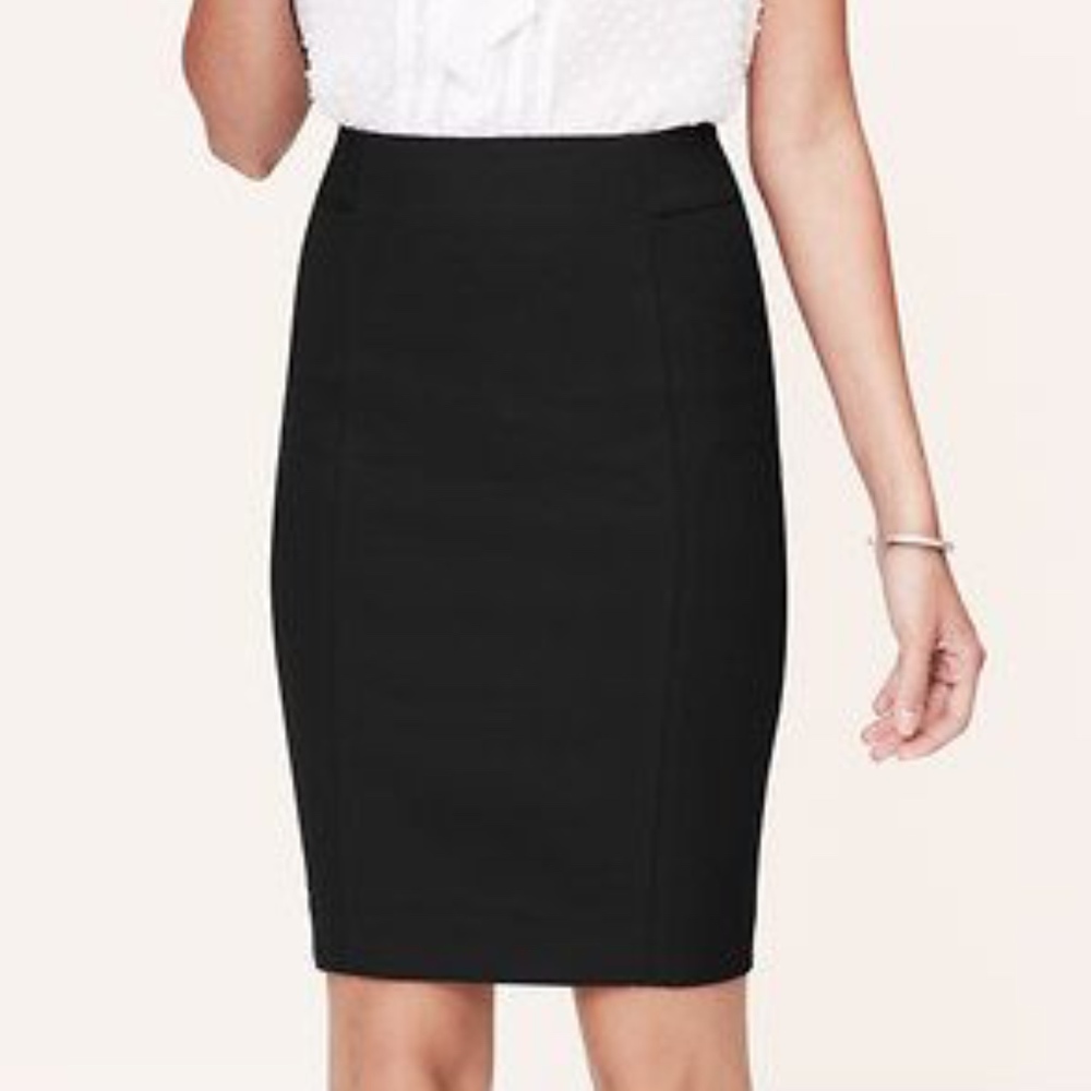 LOFT Scuba Seamed Black Pencil Skirt - PETITE